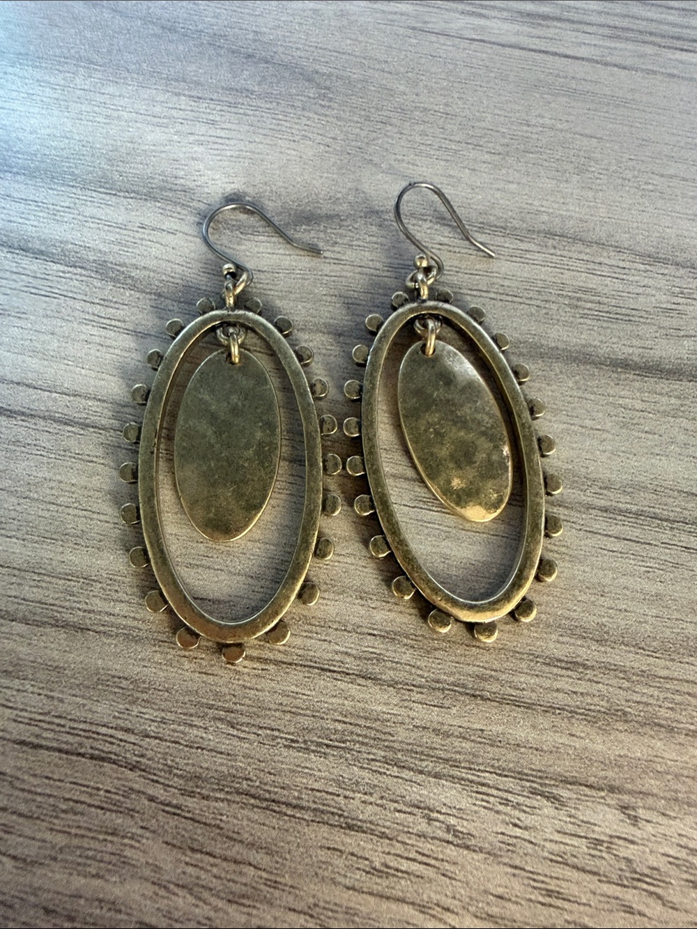 Lucky Brand Gold-Tone Oval Drop Earrings